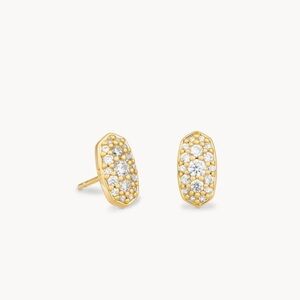 Grayson Gold Stud Earrings in White Crystal